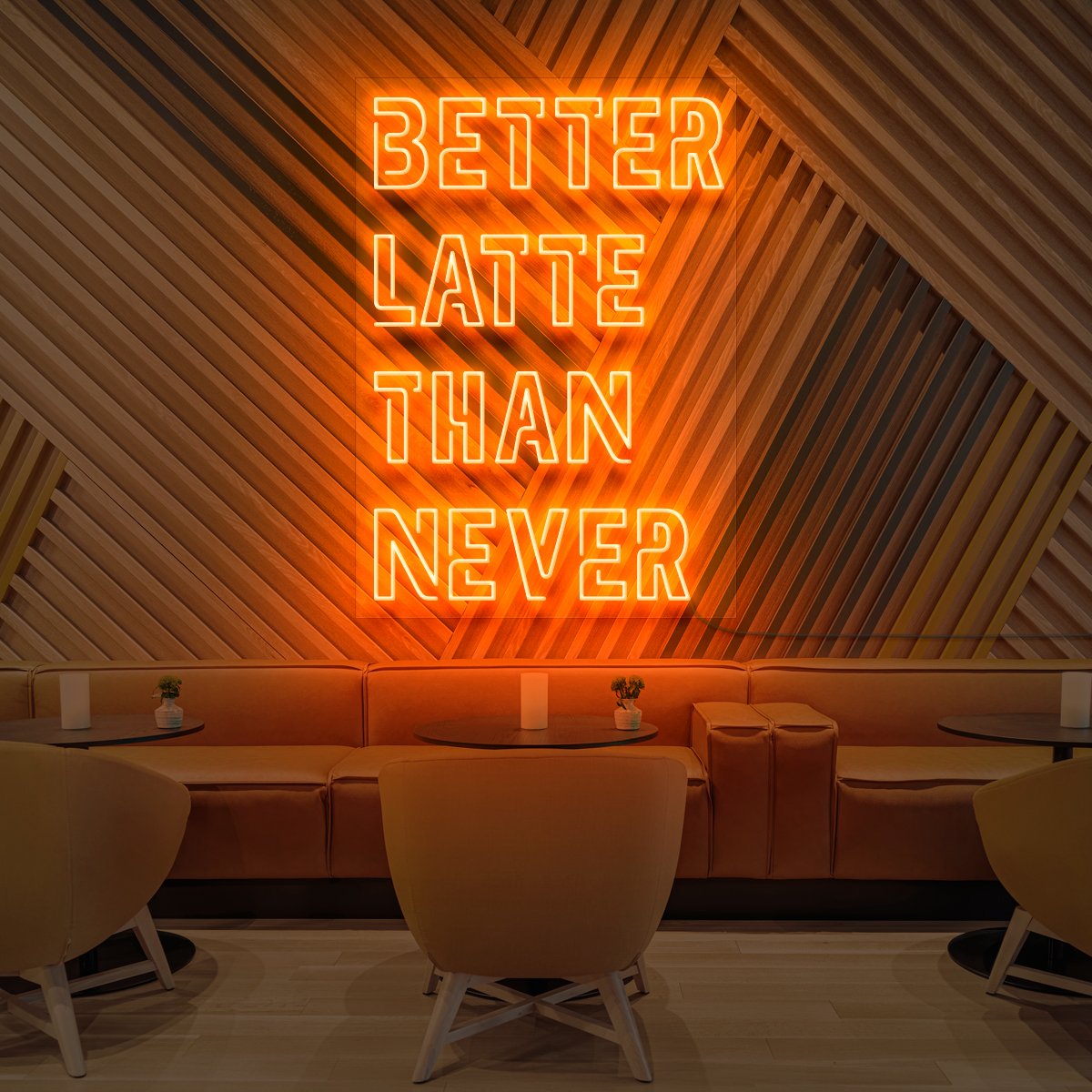 "Better Latte Than Never" Neon Sign for Coffee Shops by Neon Icons