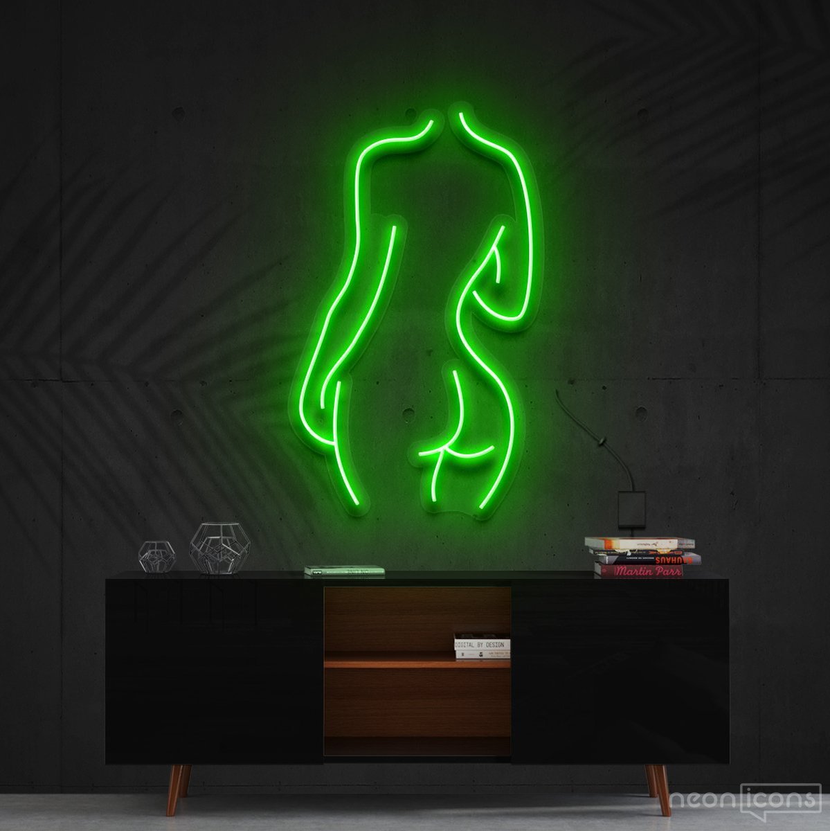 "Body Outline" Neon Sign 60cm (2ft) / Green / Cut to Shape by Neon Icons