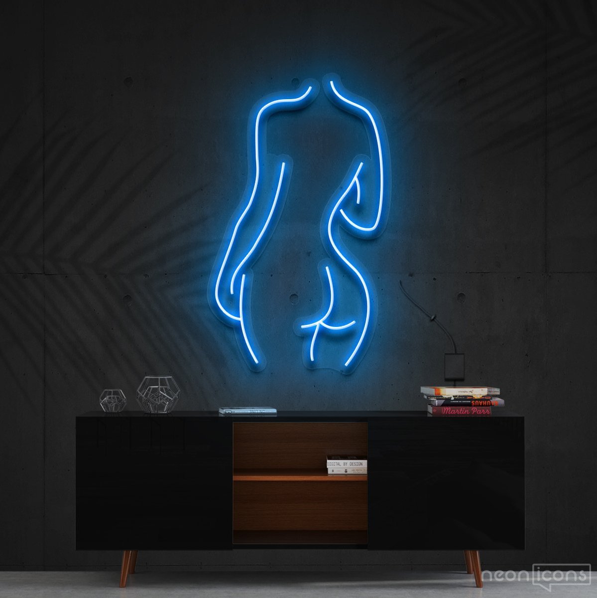 "Body Outline" Neon Sign 60cm (2ft) / Ice Blue / Cut to Shape by Neon Icons