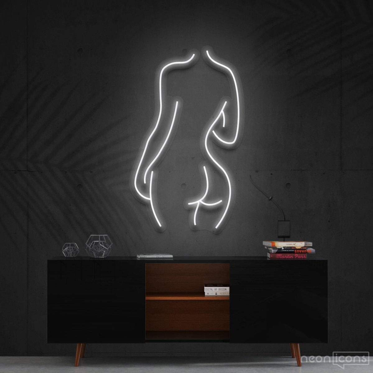 "Body Outline" Neon Sign 60cm (2ft) / White / Cut to Shape by Neon Icons