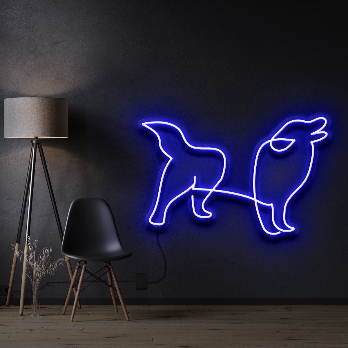 "Border Collie" Pet Neon Sign 60cm / Blue / Cut to Shape by Neon Icons