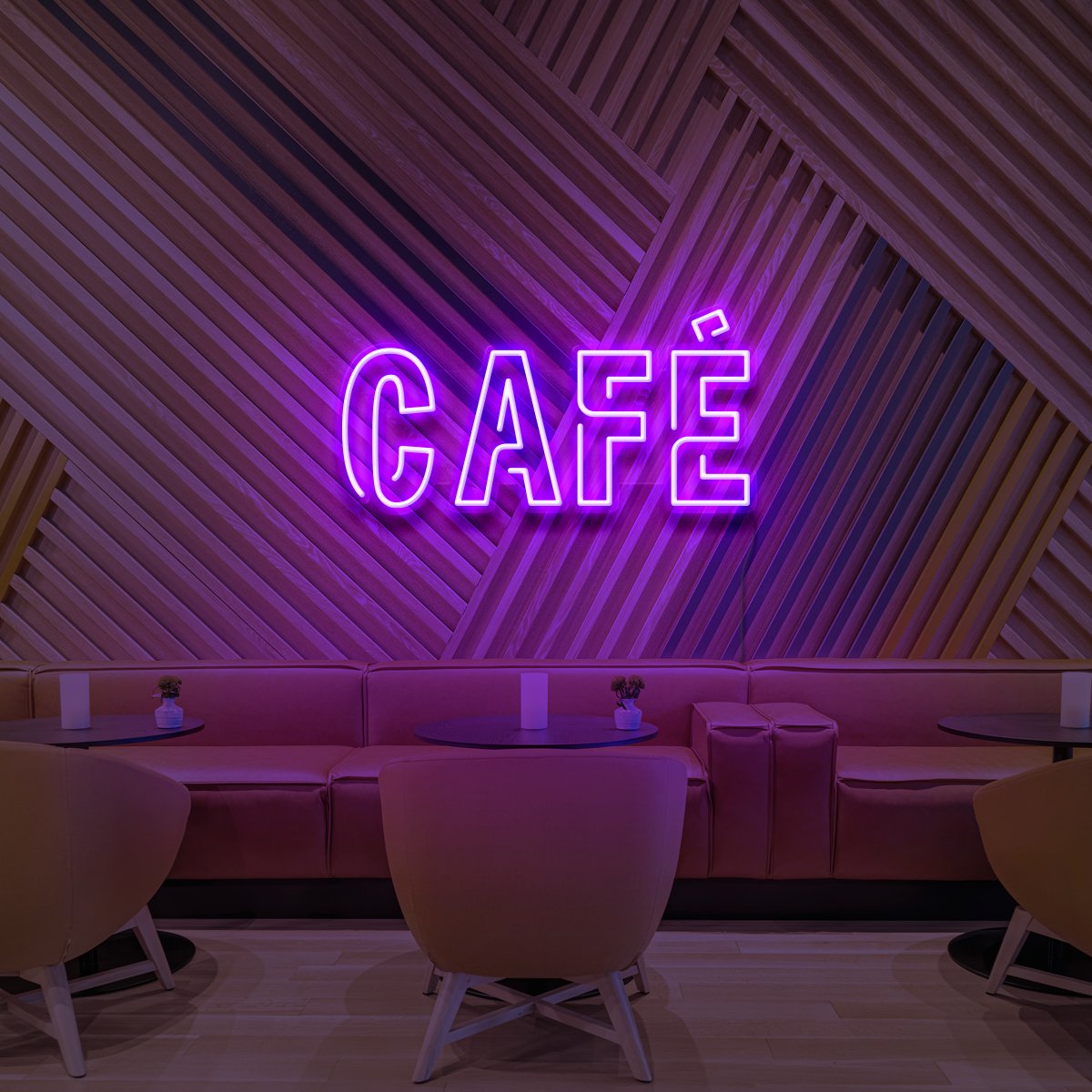 "Café" Neon Sign for Coffee Shops 60cm (2ft) / Purple / LED Neon by Neon Icons