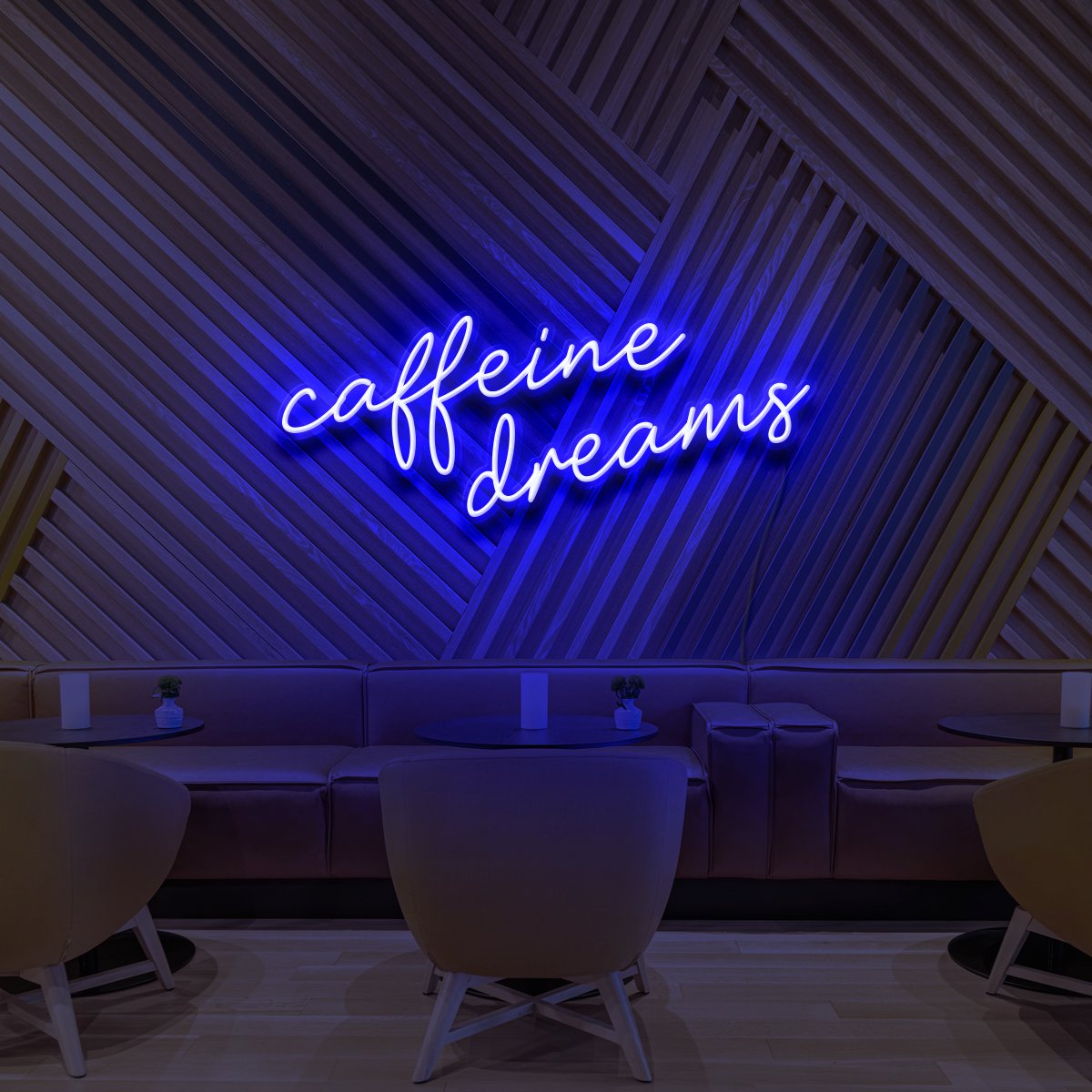 "Caffeine Dreams" Neon Sign for Coffee Shops 60cm (2ft) / Blue / LED Neon by Neon Icons