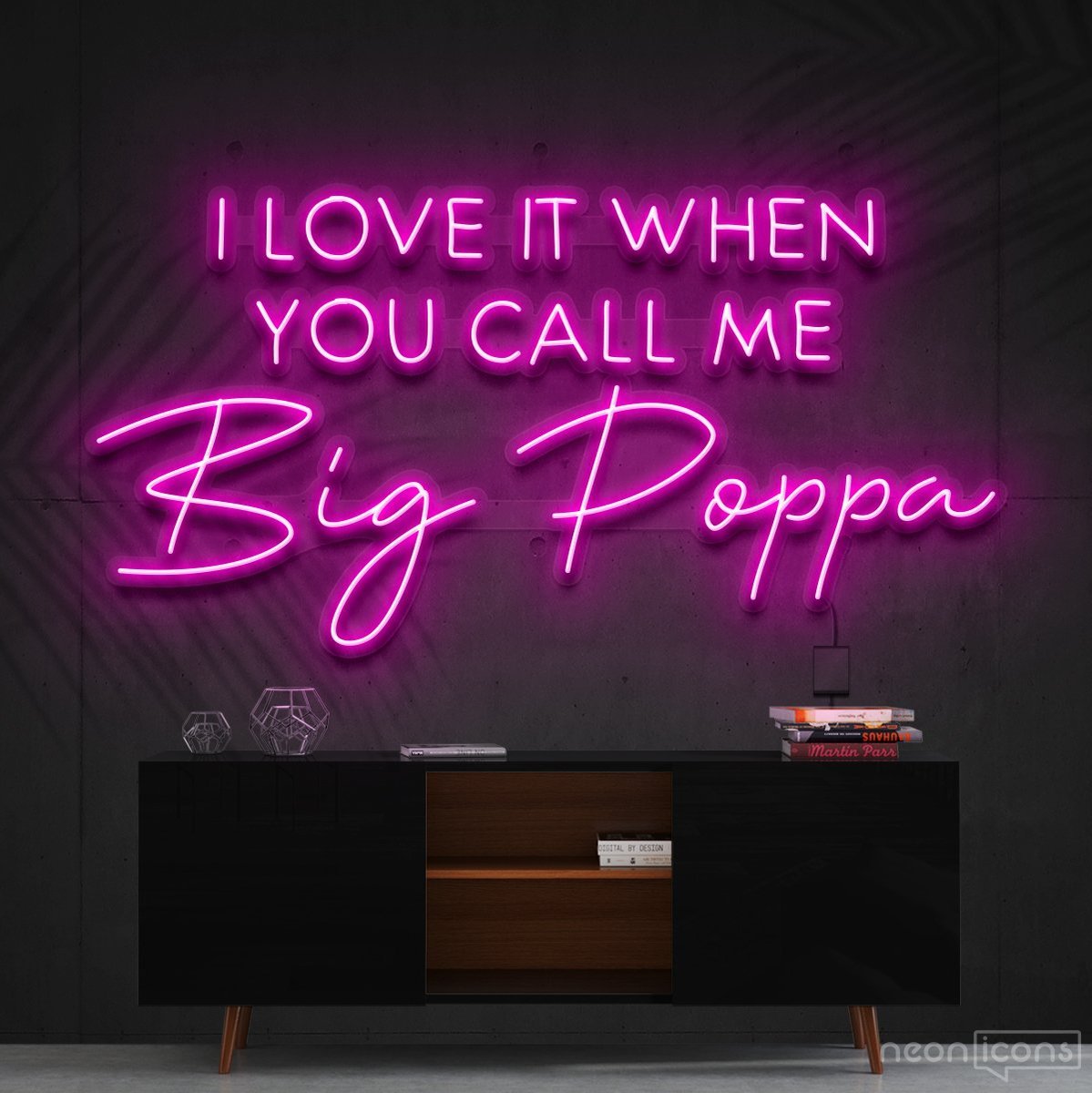 "Call Me Big Poppa" Neon Sign 90cm (3ft) / Pink / Cut to Shape by Neon Icons