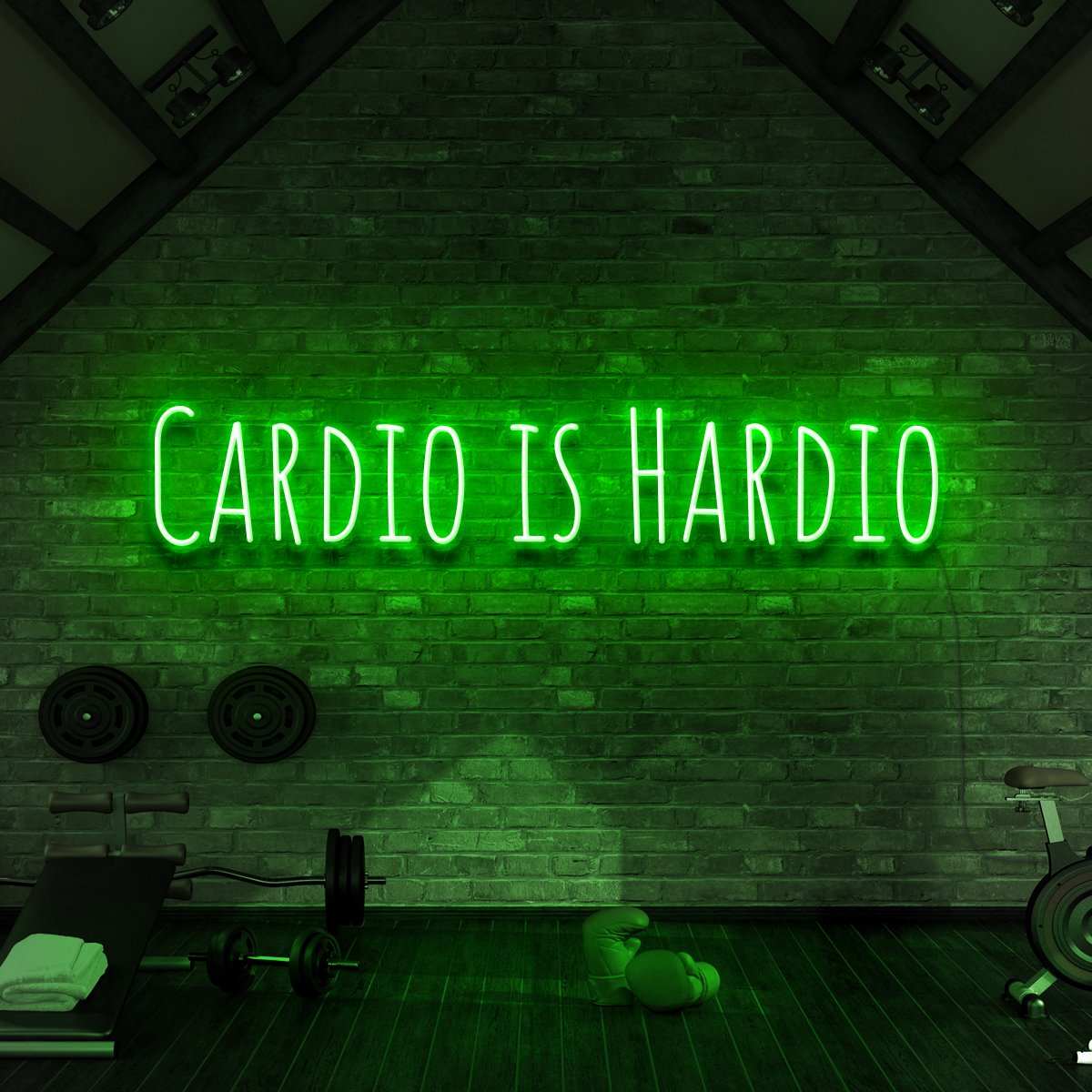 "Cardio is Hardio" Neon Sign for Gyms & Fitness Studios 90cm (3ft) / Green / LED Neon by Neon Icons