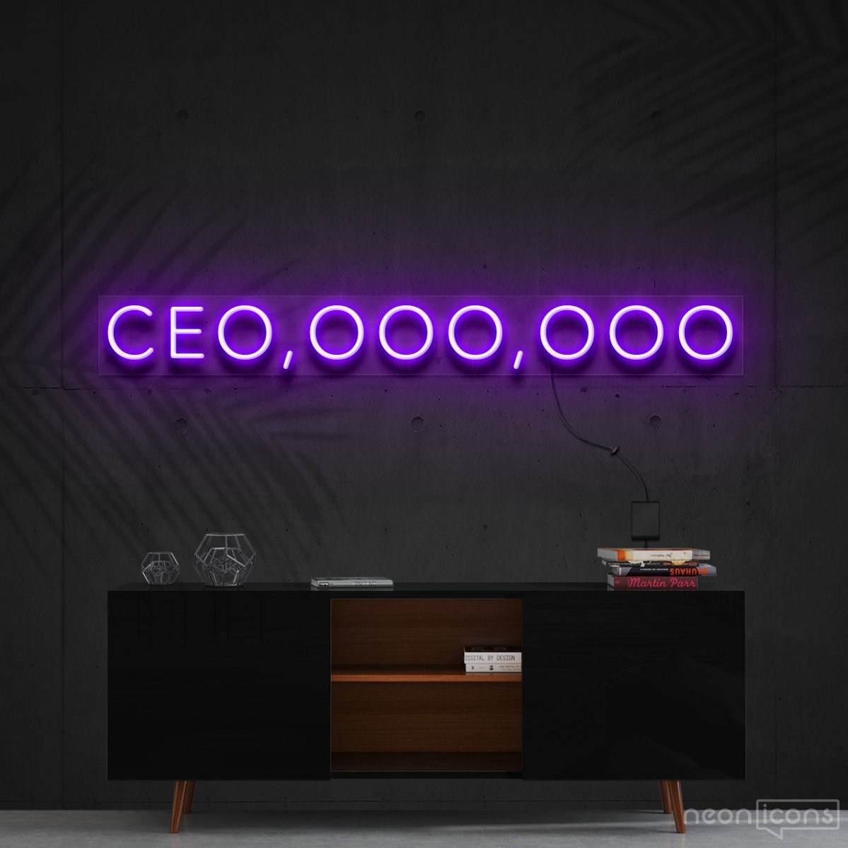 "CEO, OOO, OOO" Neon Sign 60cm (2ft) / Purple / Cut to Shape by Neon Icons