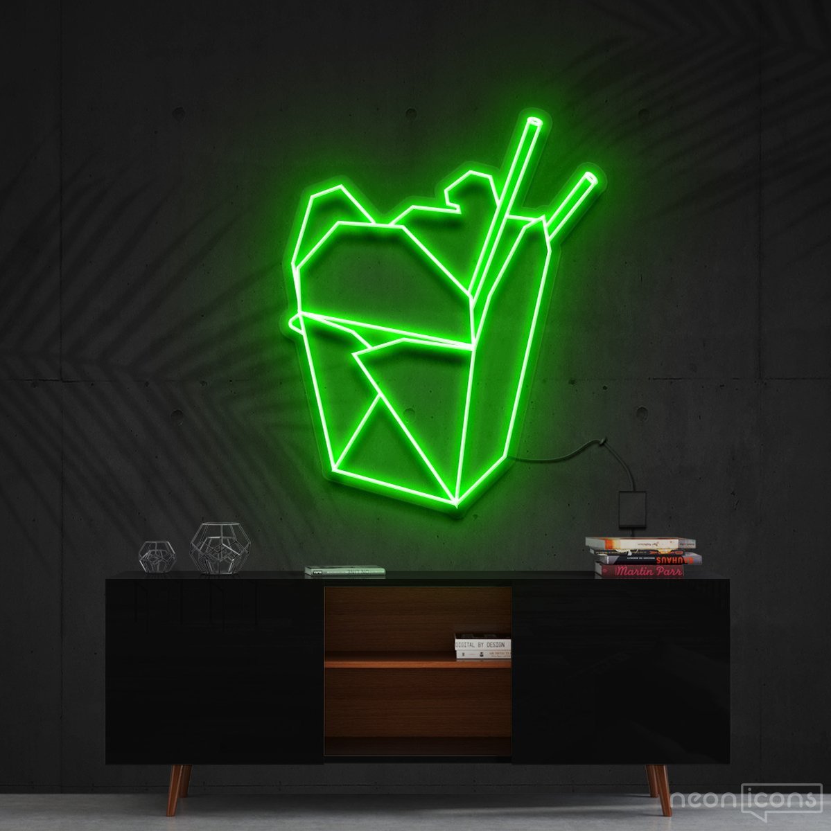 "Chinese Takeout" Neon Sign 60cm (2ft) / Green / Cut to Shape by Neon Icons