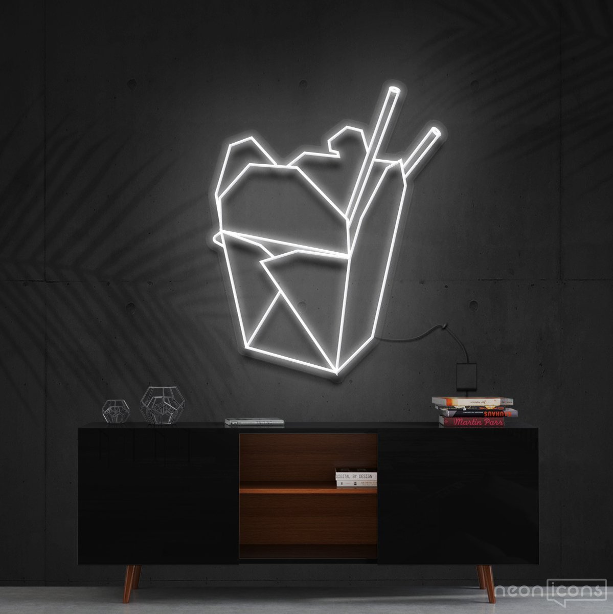 "Chinese Takeout" Neon Sign 60cm (2ft) / White / Cut to Shape by Neon Icons