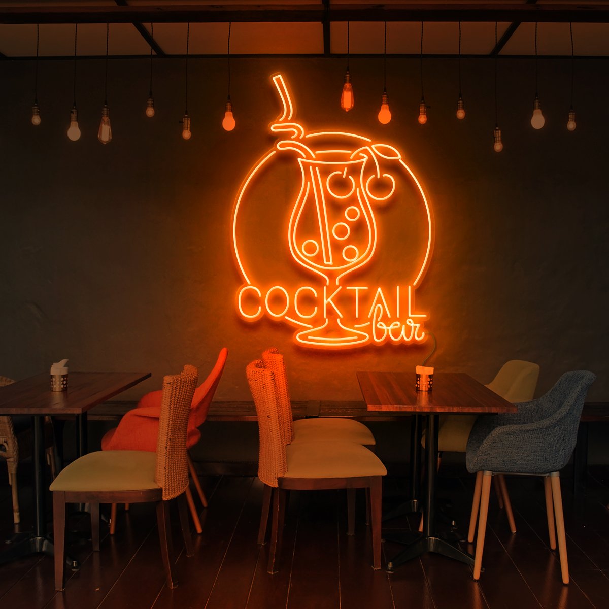 "Cocktail Bar" Neon Sign for Bars & Restaurants 90cm (3ft) / Orange / LED Neon by Neon Icons