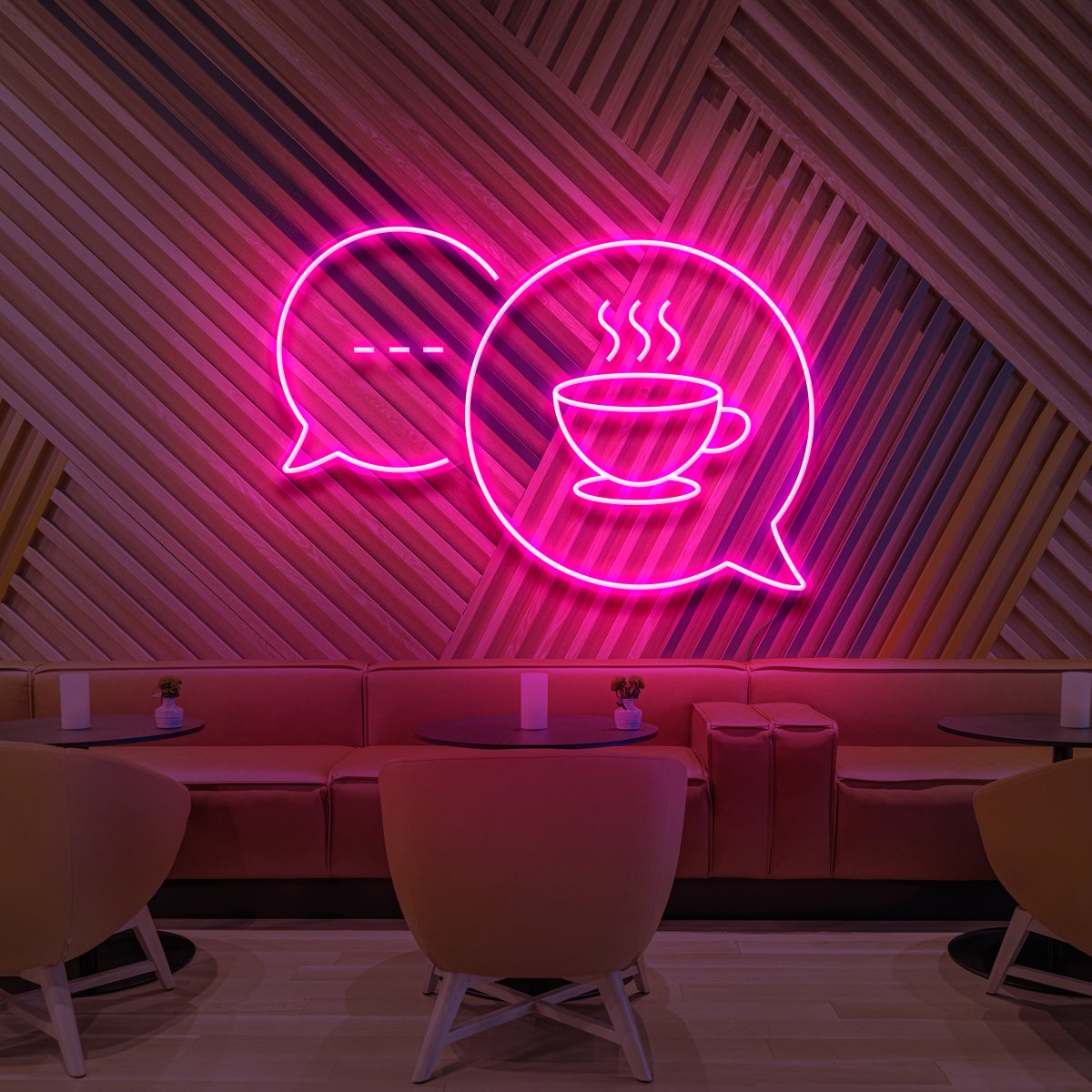 "Coffee Chats" Neon Sign for Cafés 60cm (2ft) / Pink / LED Neon by Neon Icons