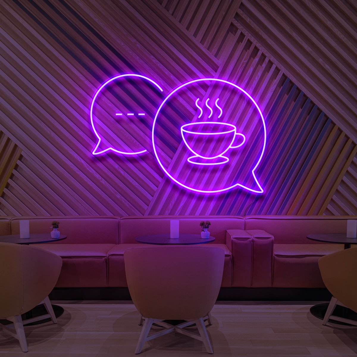 "Coffee Chats" Neon Sign for Cafés 60cm (2ft) / Purple / LED Neon by Neon Icons