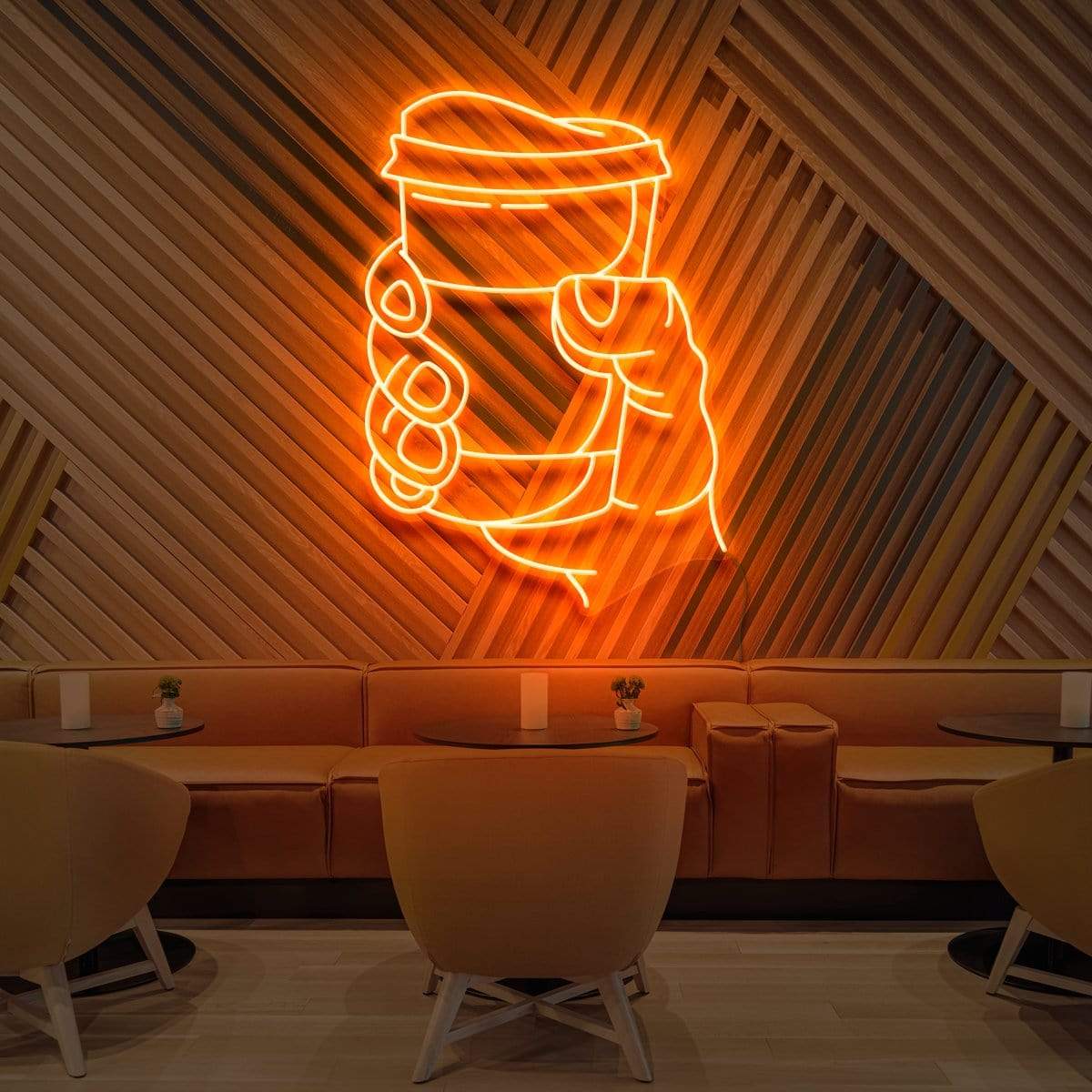 "Cup O' Joe" Neon Sign for Cafés 60cm (2ft) / Orange / LED Neon by Neon Icons