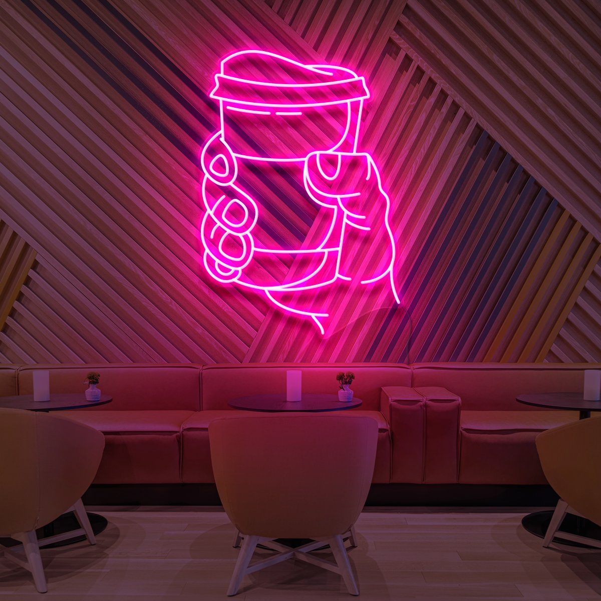 "Cup O' Joe" Neon Sign for Cafés 60cm (2ft) / Pink / LED Neon by Neon Icons