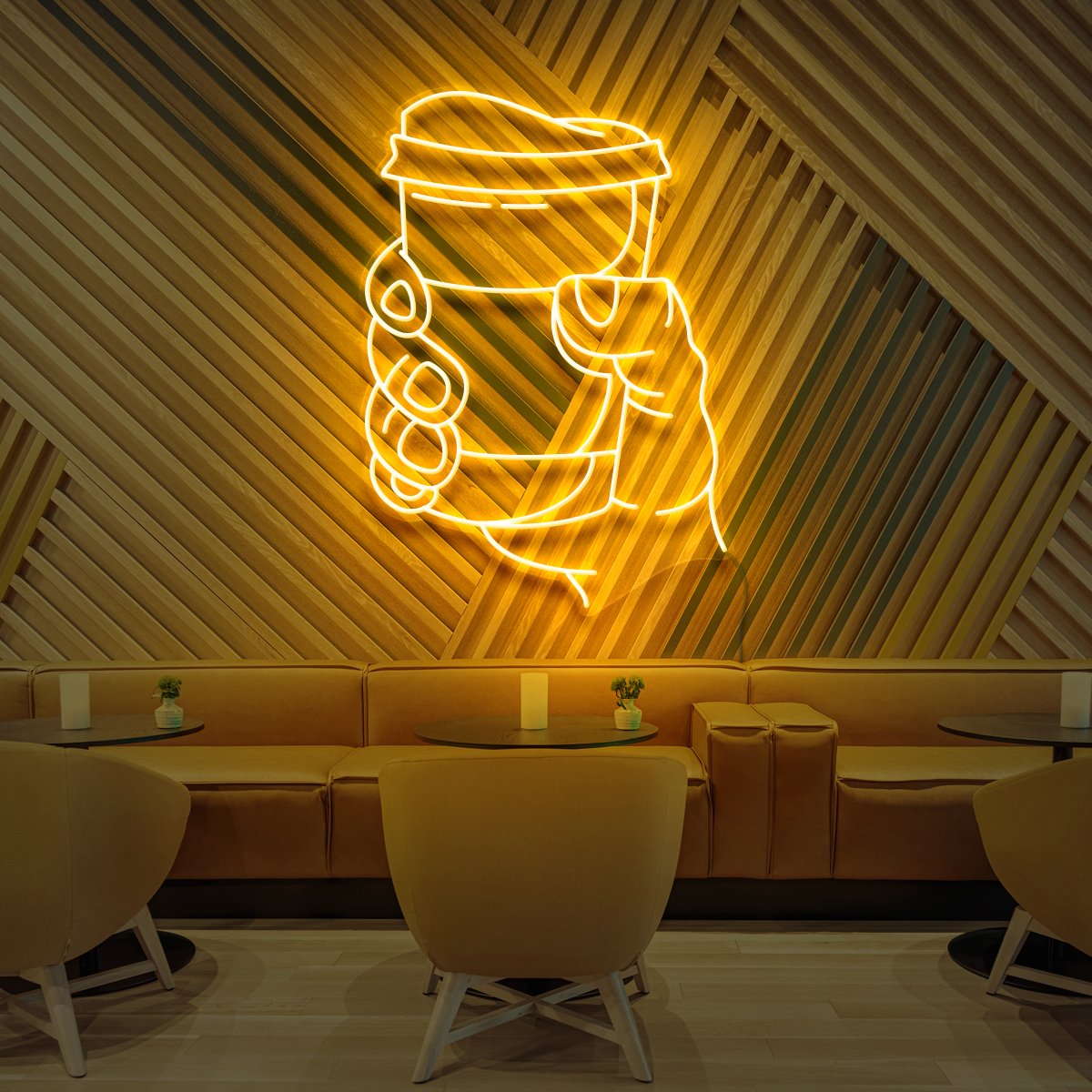 "Cup O' Joe" Neon Sign for Cafés 60cm (2ft) / Yellow / LED Neon by Neon Icons