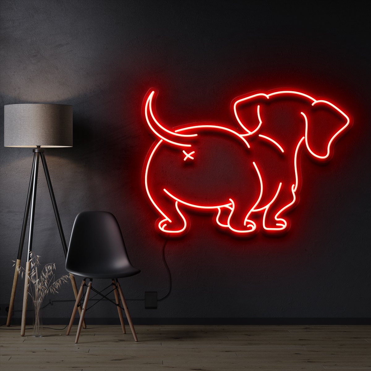 "Dachshund Butt" Pet Neon Sign 60cm / Red / Cut to Shape by Neon Icons