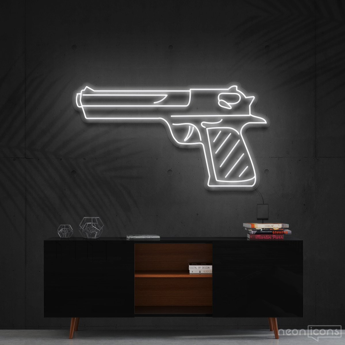 "Desert Eagle" Neon Sign 60cm (2ft) / White / Cut to Shape by Neon Icons