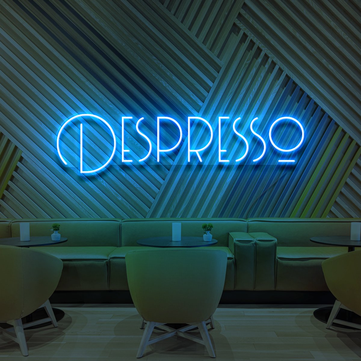 "Despresso" Neon Sign for Cafés 60cm (2ft) / Ice Blue / LED Neon by Neon Icons