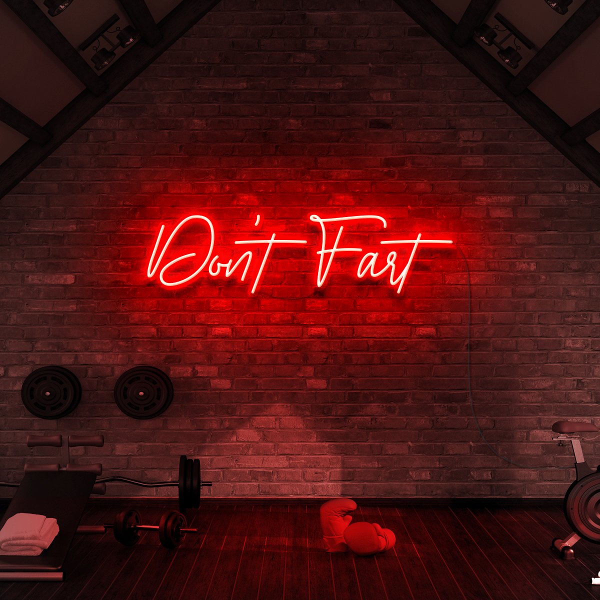 "Don't Fart" Neon Sign for Gyms & Fitness Studios by Neon Icons