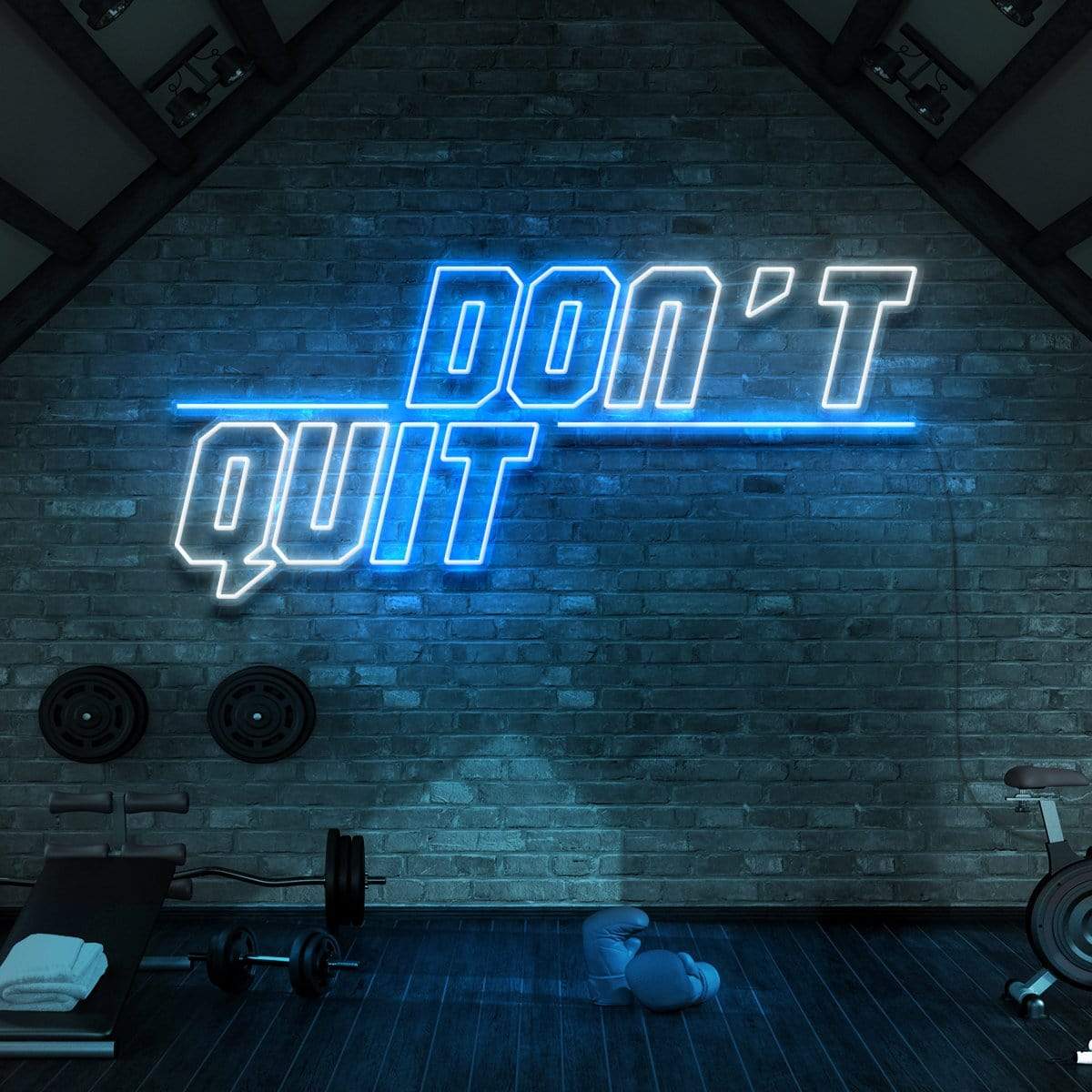 "Don't Quit (Do It)" Neon Sign for Gyms & Fitness Studios 90cm (3ft) / Ice Blue / LED Neon by Neon Icons