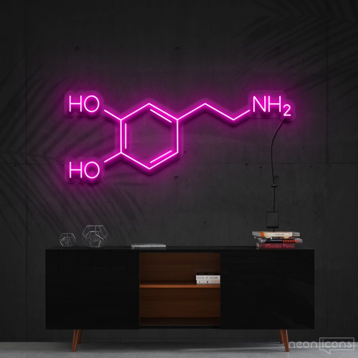 "Dopamine Molecule" Neon Sign 90cm (3ft) / Pink / Cut to Shape by Neon Icons