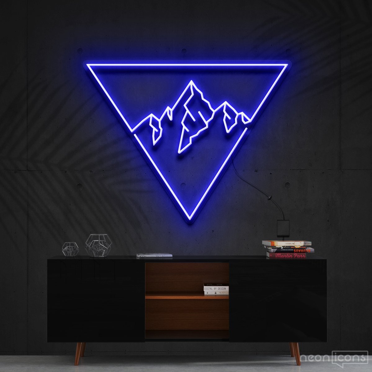 "Everest Triangle" Neon Sign 60cm (2ft) / Blue / Cut to Shape by Neon Icons