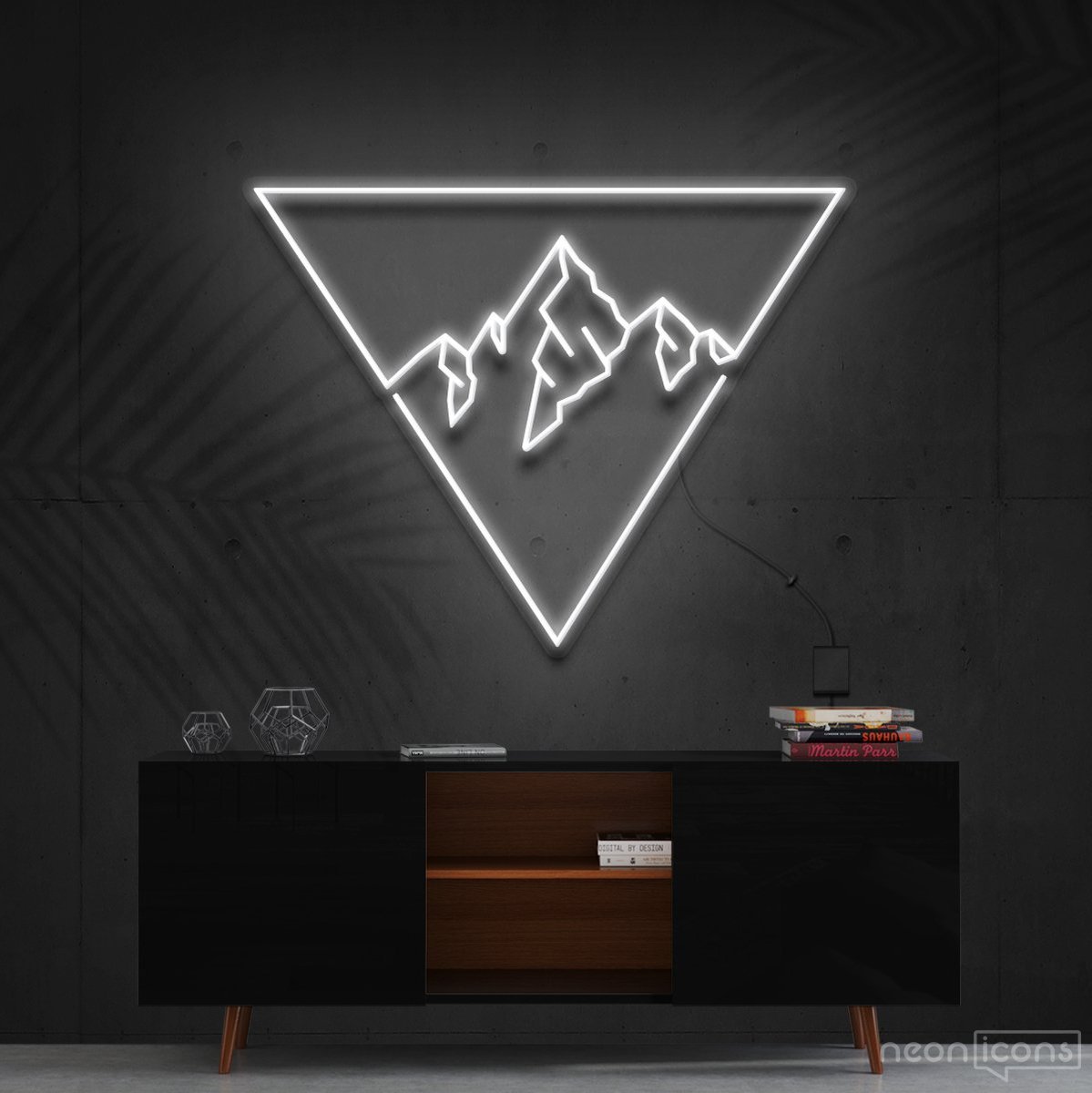 "Everest Triangle" Neon Sign 60cm (2ft) / White / Cut to Shape by Neon Icons