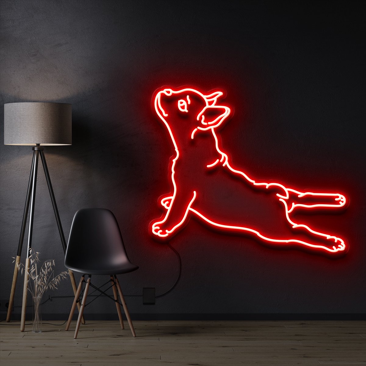 "French Bulldog" Pet Neon Sign 60cm / Red / Cut to Shape by Neon Icons