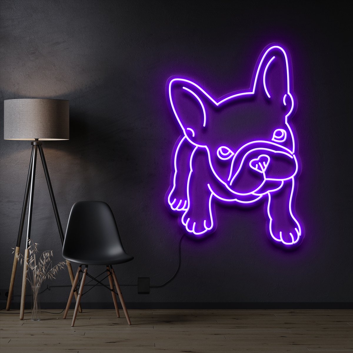 "French Bulldog Puppy" Pet Neon Sign 60cm / Purple / Cut to Shape by Neon Icons