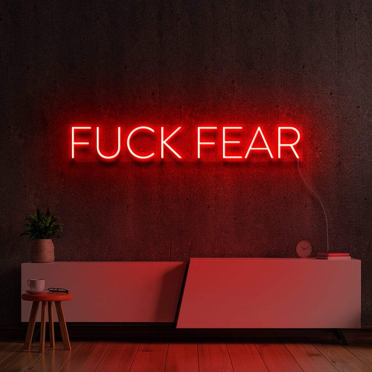 "FUCK FEAR" Neon Sign 60cm (2ft) / Red / LED Neon by Neon Icons