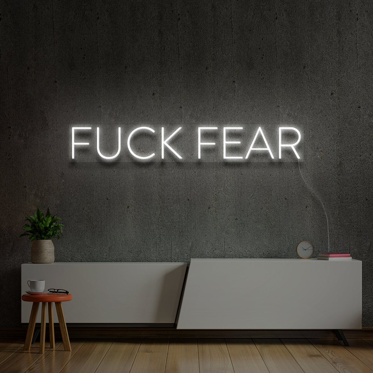 "FUCK FEAR" Neon Sign 60cm (2ft) / White / LED Neon by Neon Icons