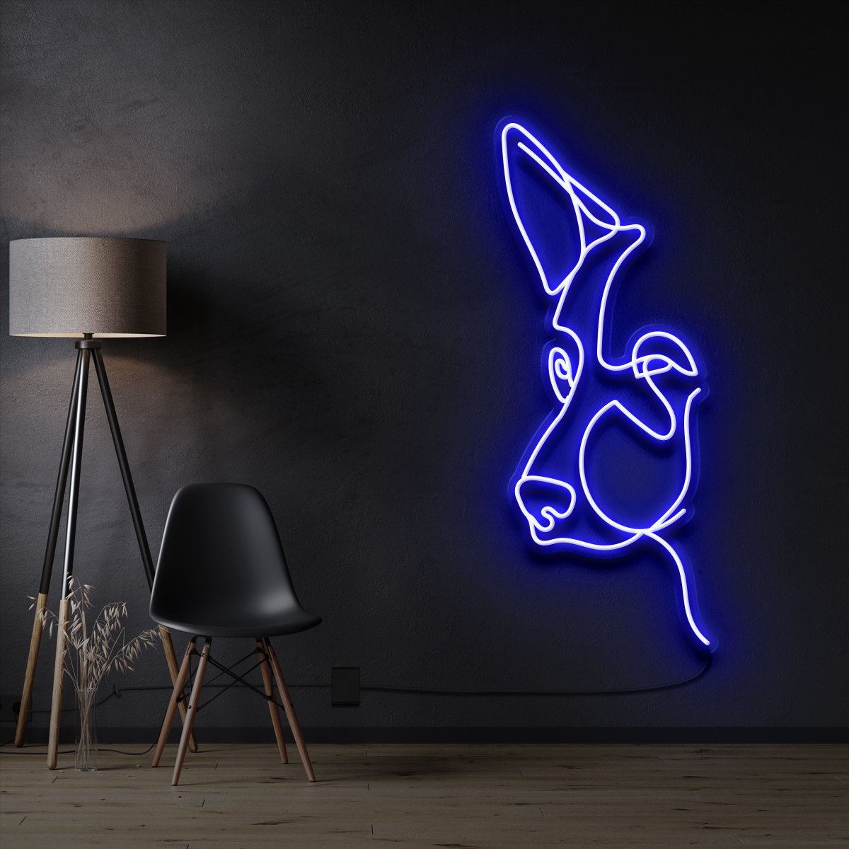 "German Shepherd Line Art" Pet Neon Sign 60cm / Blue / Cut to Shape by Neon Icons