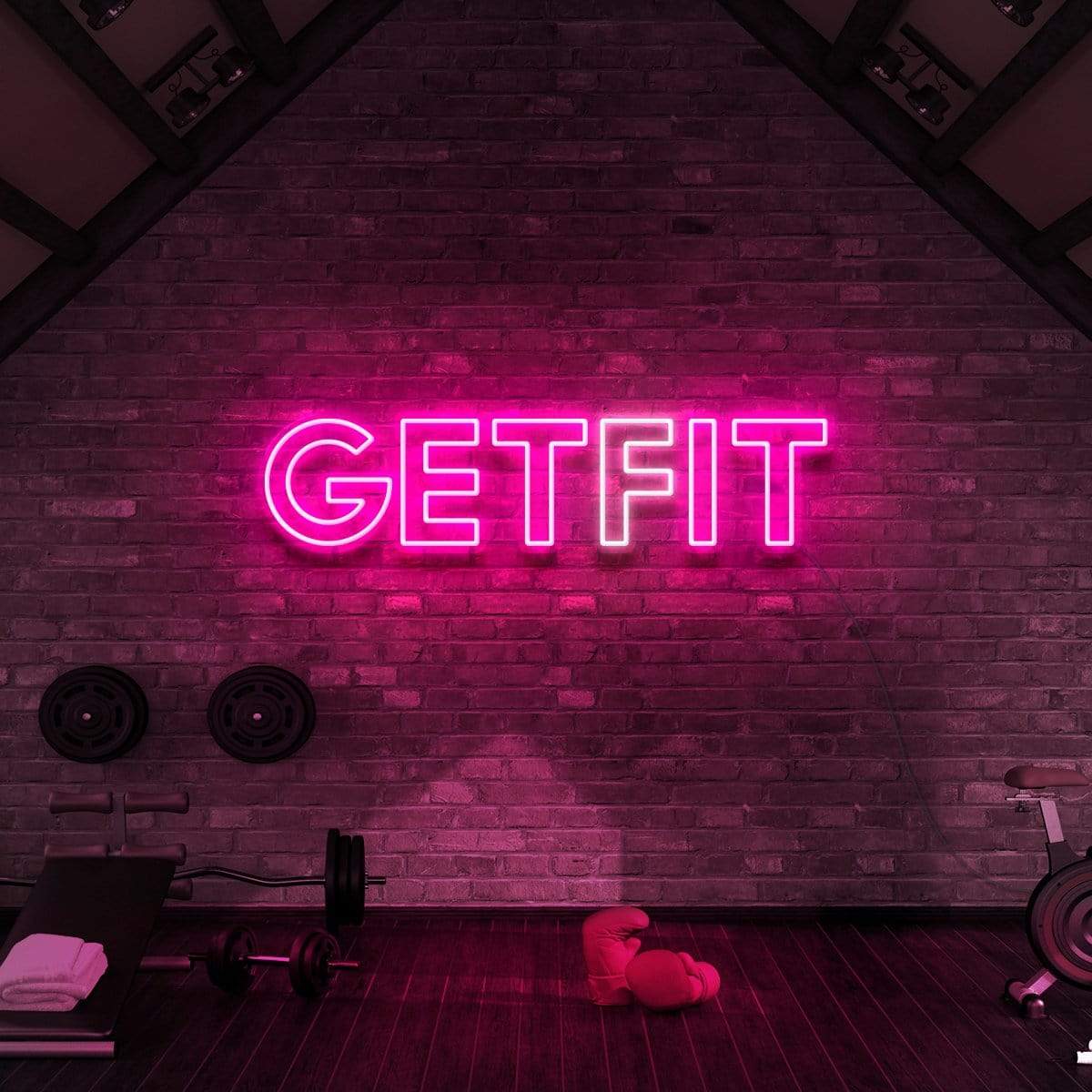 "Get Fit (Get It)" Neon Sign for Gyms & Fitness Studios 90cm (3ft) / Pink / LED Neon by Neon Icons