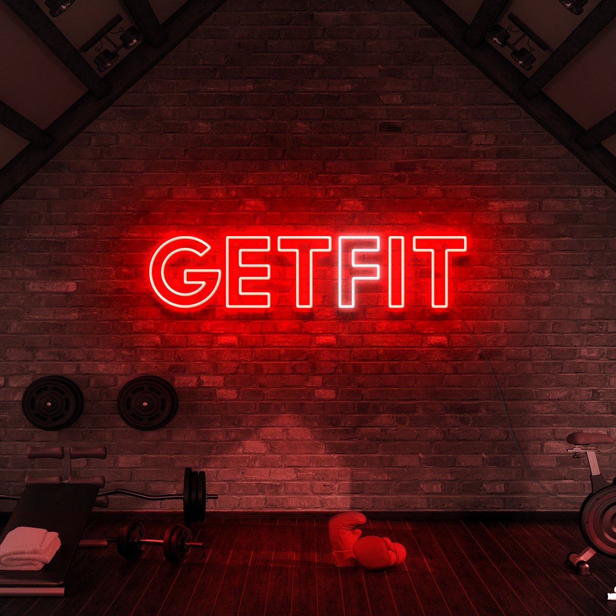 "Get Fit (Get It)" Neon Sign for Gyms & Fitness Studios 90cm (3ft) / Red / LED Neon by Neon Icons