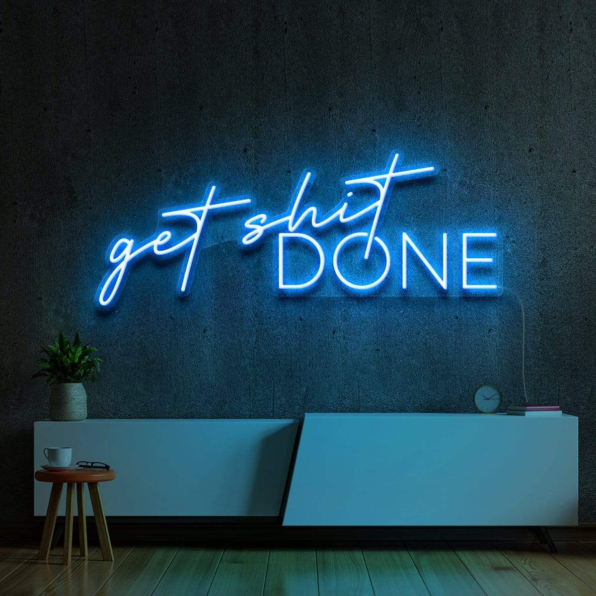 "Get Shit Done" Neon Sign 60cm (2ft) / Ice Blue / LED Neon by Neon Icons