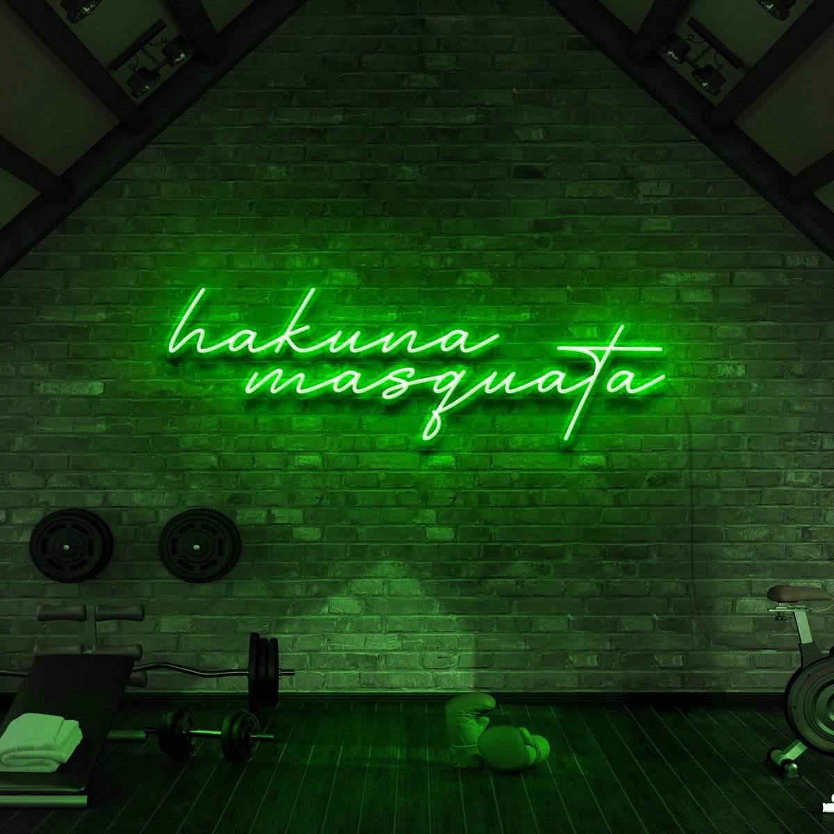 "Hakuna Masquata" Neon Sign for Gyms & Fitness Studios 90cm (3ft) / Green / LED Neon by Neon Icons