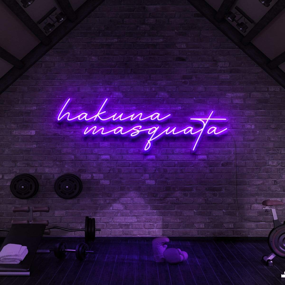 "Hakuna Masquata" Neon Sign for Gyms & Fitness Studios 90cm (3ft) / Purple / LED Neon by Neon Icons