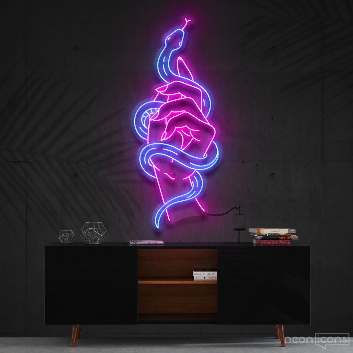 "Hand of Tempation" Neon Sign 90cm (3ft) / Cut to Shape by Neon Icons