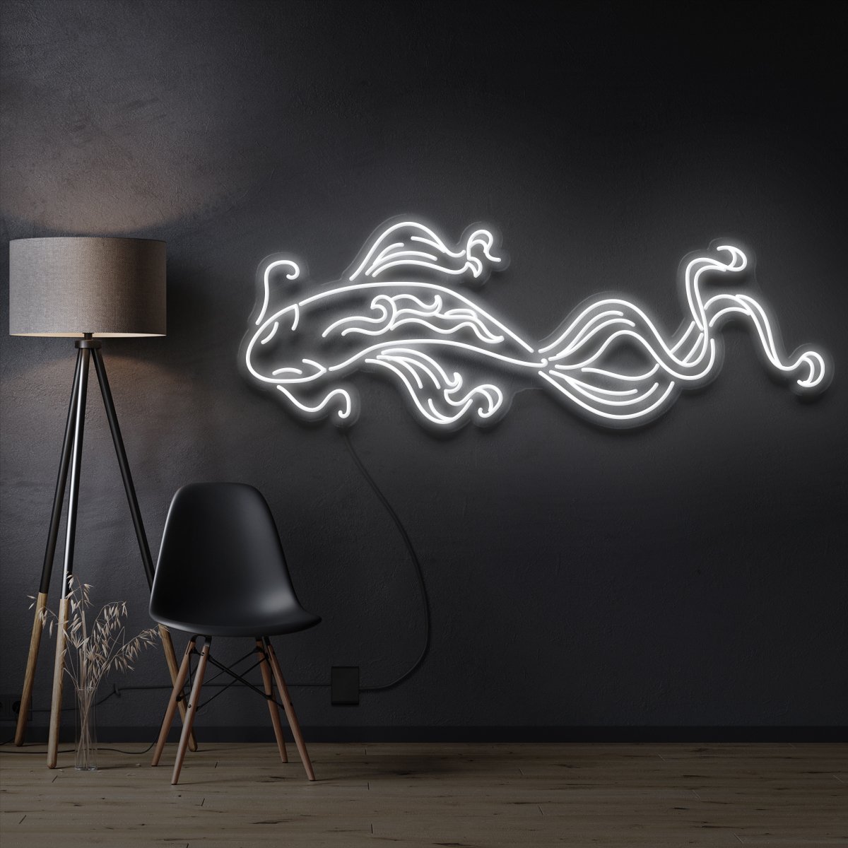 "Koi Fish" Pet Neon Sign 90cm / White / Cut to Shape by Neon Icons