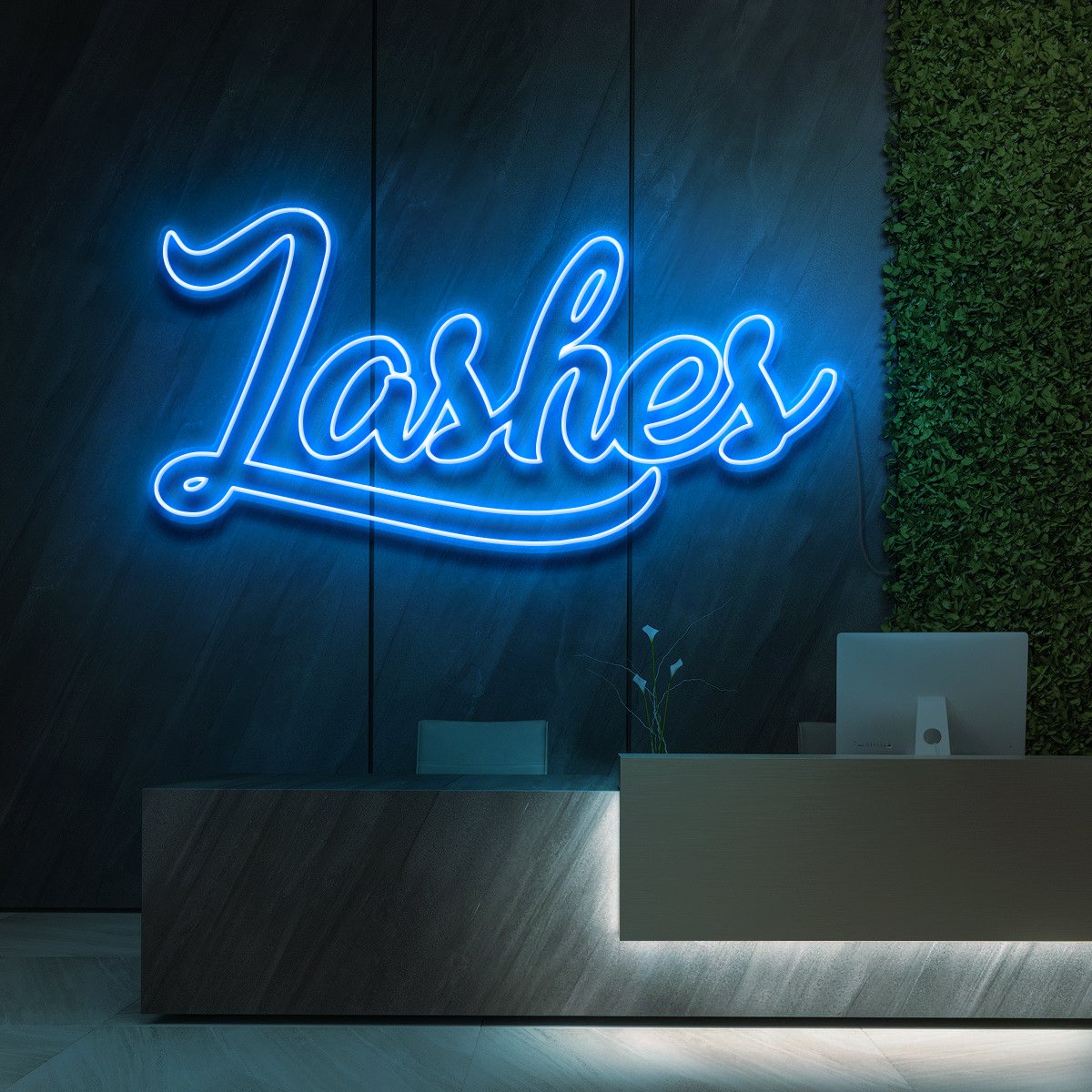 "Lashes" Neon Sign for Beauty & Cosmetic Studios 90cm (3ft) / Ice Blue / LED Neon by Neon Icons