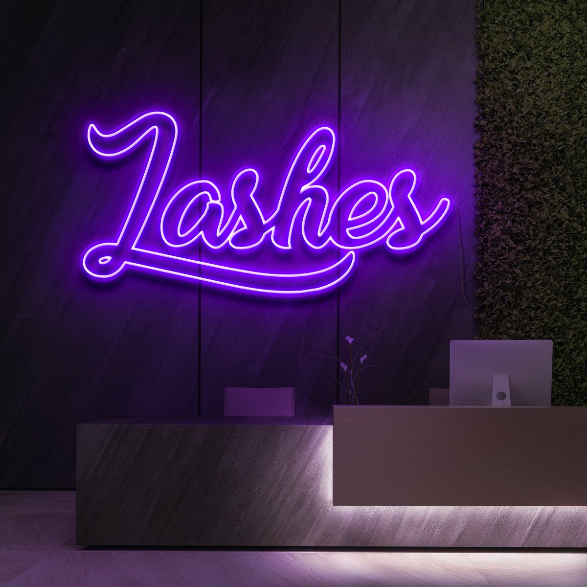 "Lashes" Neon Sign for Beauty & Cosmetic Studios 90cm (3ft) / Purple / LED Neon by Neon Icons