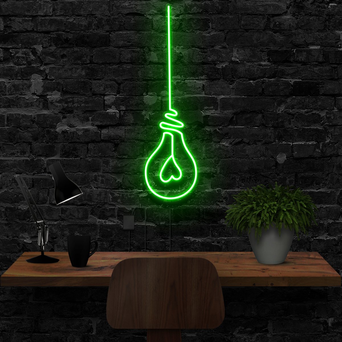 "Lightbulb" Neon Sign 40cm (1.3ft) / Green / LED Neon by Neon Icons