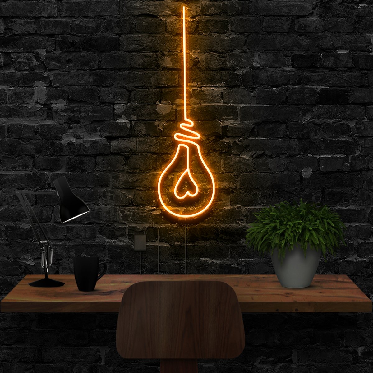 "Lightbulb" Neon Sign 40cm (1.3ft) / Orange / LED Neon by Neon Icons