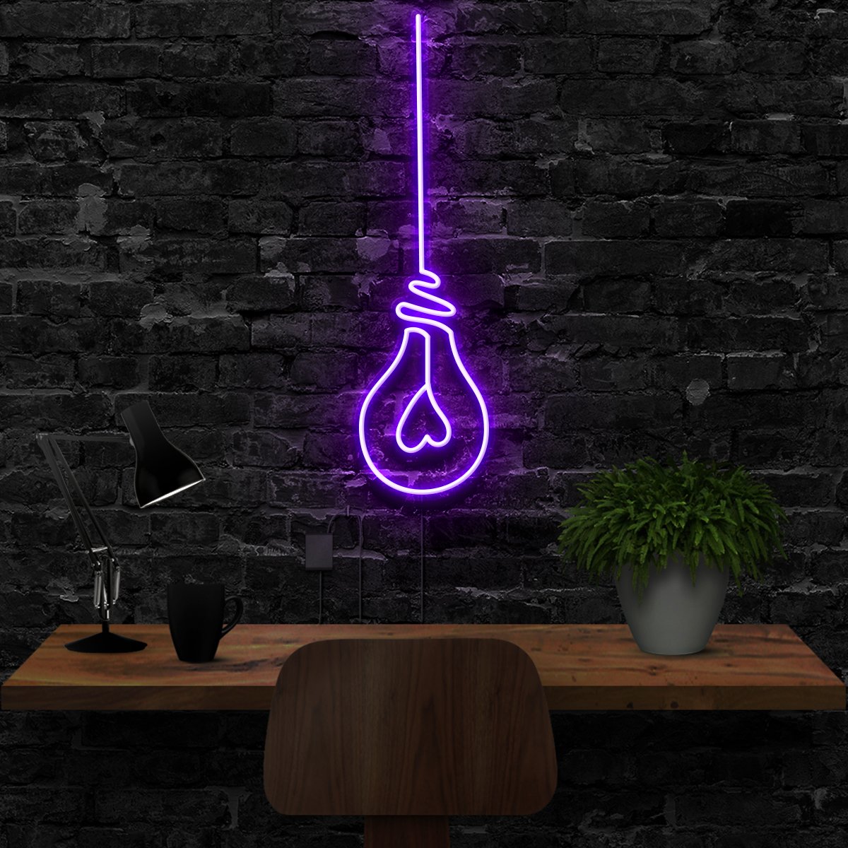 "Lightbulb" Neon Sign 40cm (1.3ft) / Purple / LED Neon by Neon Icons