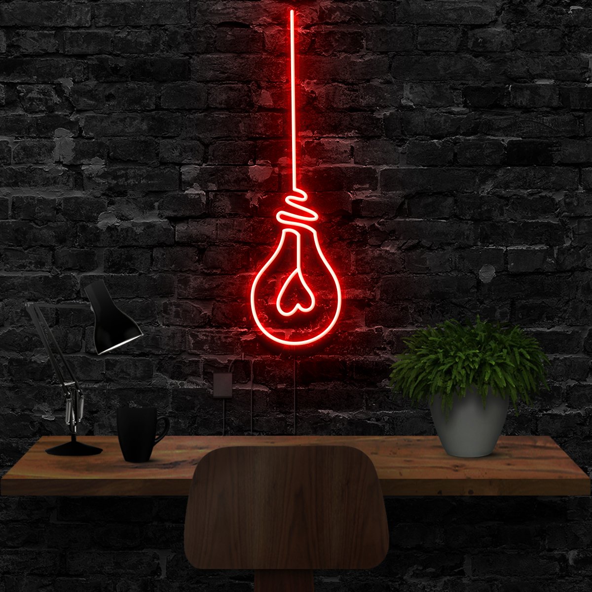 "Lightbulb" Neon Sign 40cm (1.3ft) / Red / LED Neon by Neon Icons