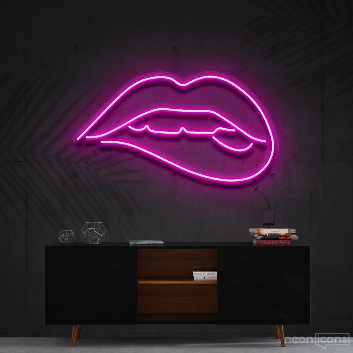 "Lips Biting" Neon Sign 60cm (2ft) / Pink / Cut to Shape by Neon Icons