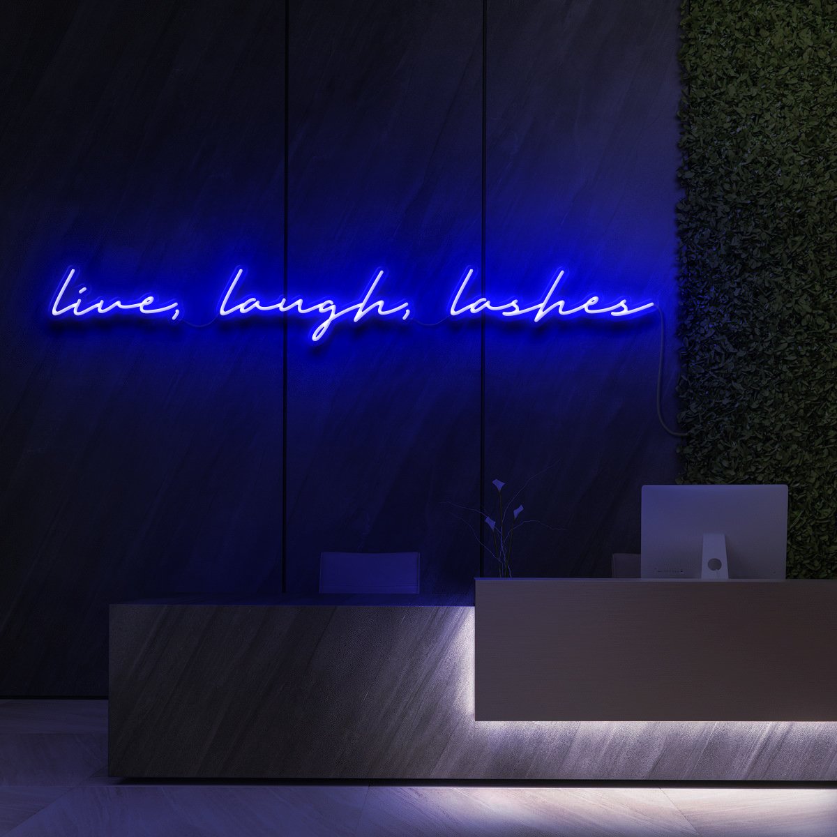 "Live, Laugh, Lashes" Neon Sign for Beauty & Cosmetic Studios 120cm (4ft) / Blue / LED Neon by Neon Icons