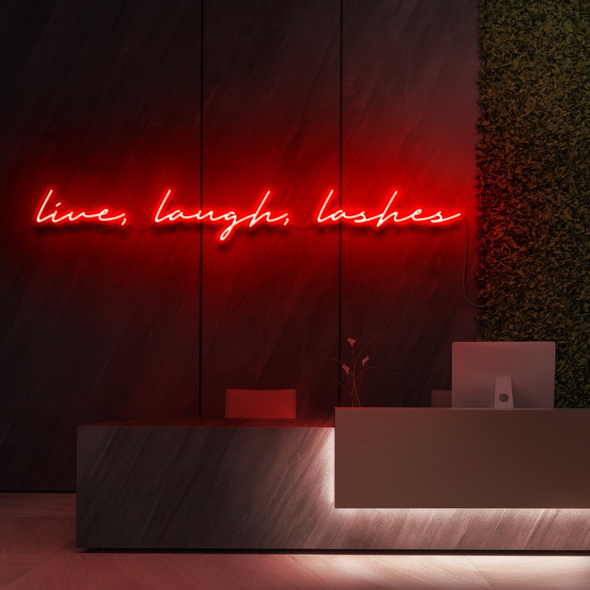 "Live, Laugh, Lashes" Neon Sign for Beauty & Cosmetic Studios 120cm (4ft) / Red / LED Neon by Neon Icons