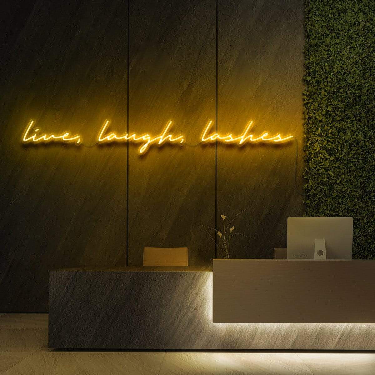 "Live, Laugh, Lashes" Neon Sign for Beauty & Cosmetic Studios 120cm (4ft) / Yellow / LED Neon by Neon Icons