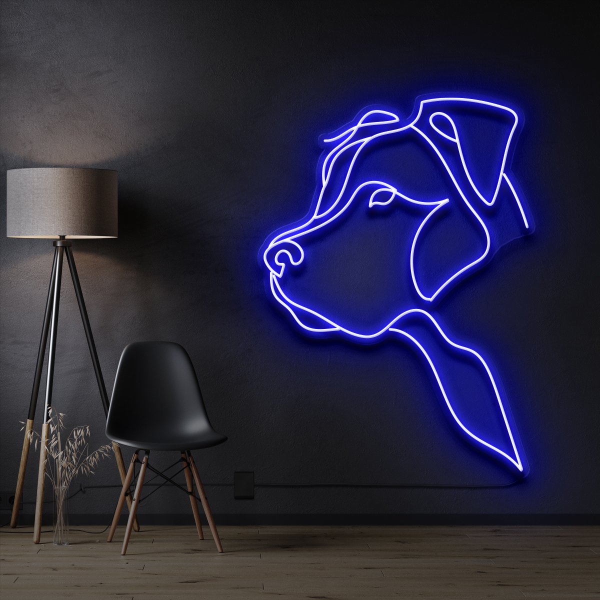 "Long Eared Pitbull" Pet Neon Sign 60cm / Blue / Cut to Shape by Neon Icons