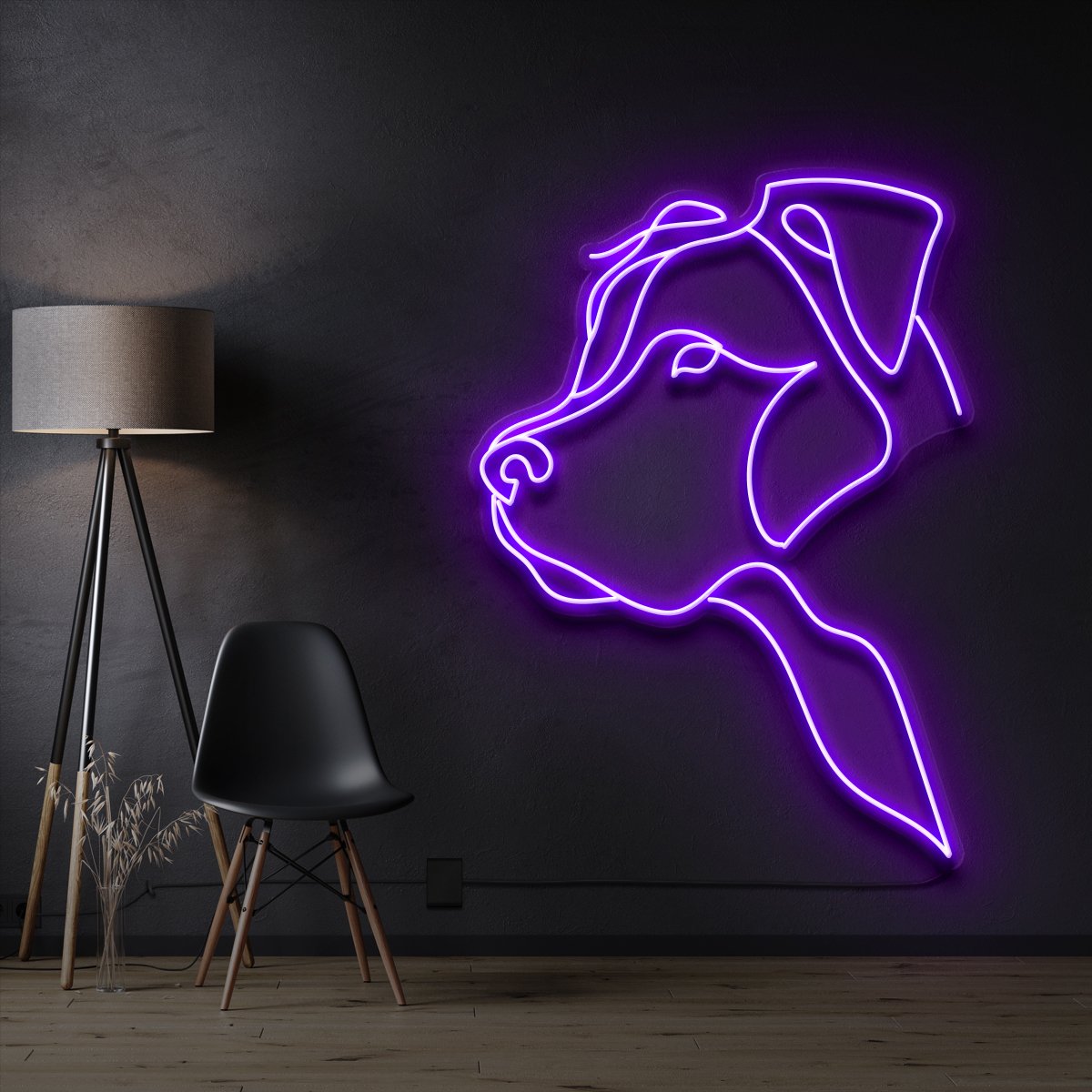 "Long Eared Pitbull" Pet Neon Sign 60cm / Purple / Cut to Shape by Neon Icons